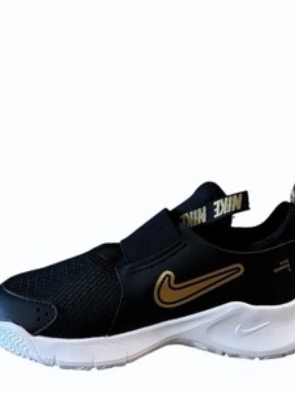 Nike Boys Flex Runner 3 Black Gold Slip On Shoes Size 12 Toddler Sneakers